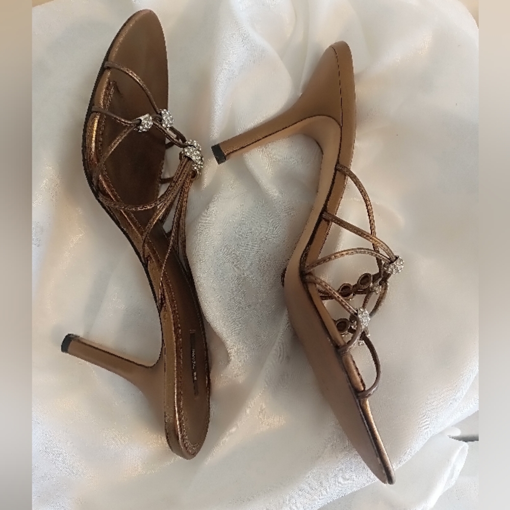 Tadashi bronze and crystal heel sandal size 9 - Picture 3 of 7